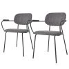 Loftscape Chaises à accoudoirs Sean II (lot de 2) - Chenille / Acier - Gris / Noir -Chaises Soldes 2022 1000340215 220414 010 IMAGE P000000001000340215