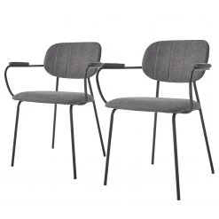 Loftscape Chaises Ă accoudoirs Sean II (lot de 2) - Chenille / Acier - Gris / Noir