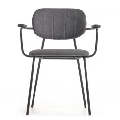 Loftscape Chaises à accoudoirs Sean II (lot de 2) - Chenille / Acier - Gris / Noir -Chaises Soldes 2022 1000340215 220414 030 DETAILS P000000001000340215