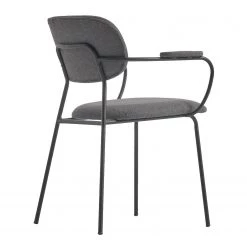 Loftscape Chaises à accoudoirs Sean II (lot de 2) - Chenille / Acier - Gris / Noir -Chaises Soldes 2022 1000340215 220414 036 DETAILS P000000001000340215