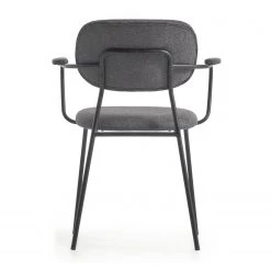 Loftscape Chaises à accoudoirs Sean II (lot de 2) - Chenille / Acier - Gris / Noir -Chaises Soldes 2022 1000340215 220414 040 DETAILS P000000001000340215