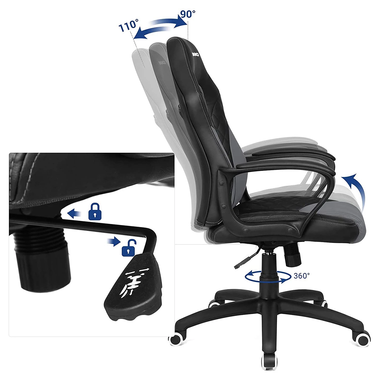 Fredriks Chaise de bureau Save - Imitation cuir / Matière plastique - Noir / Gris 6 Fredriks Chaise de bureau Save - Imitation cuir / Matière plastique - Noir / Gris – Image 4