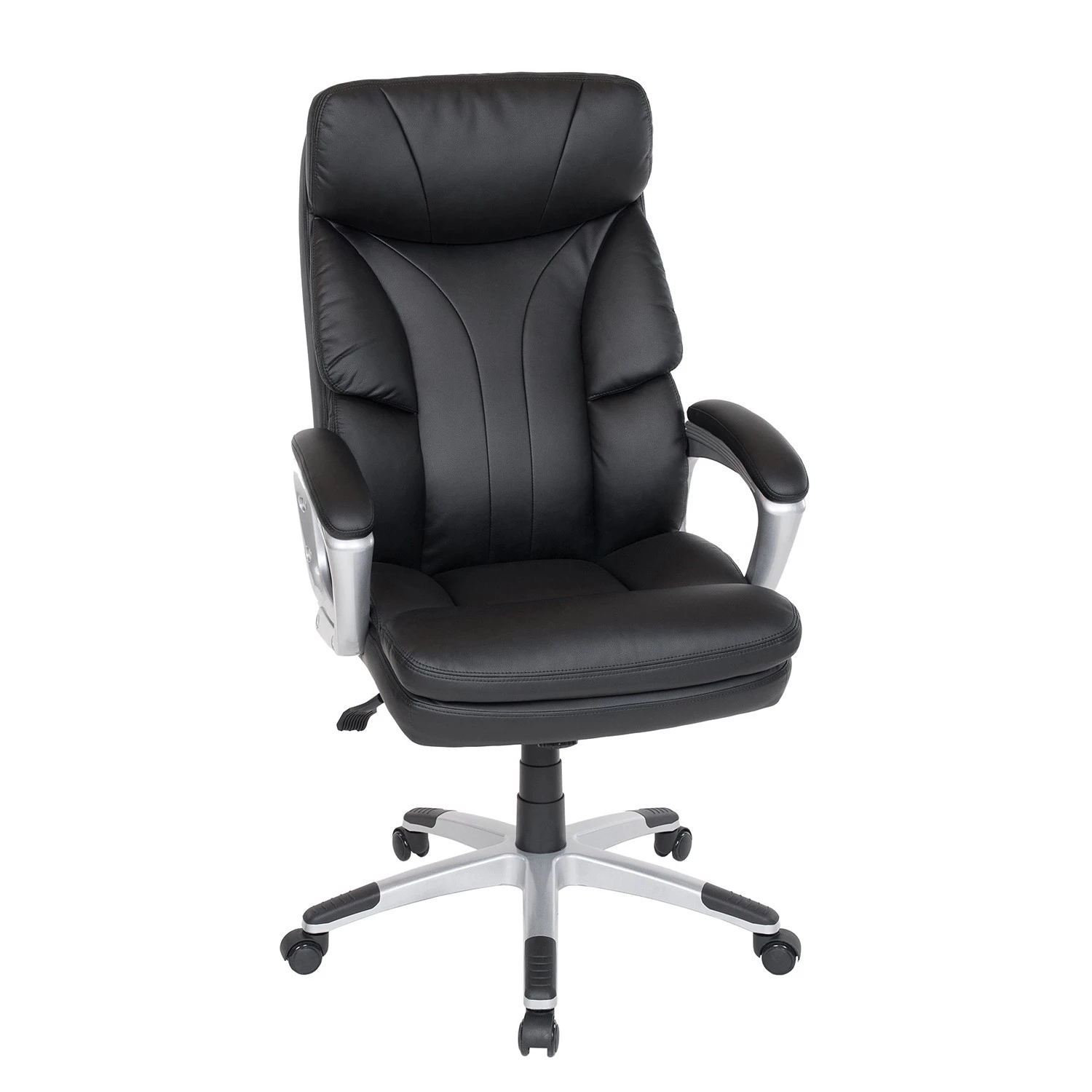 Duo Collection Fauteuil de direction Theodor XXL - Imitation cuir / Nylon - Noir / Argenté 4 Duo Collection Fauteuil de direction Theodor XXL - Imitation cuir / Nylon - Noir / Argenté – Image 2