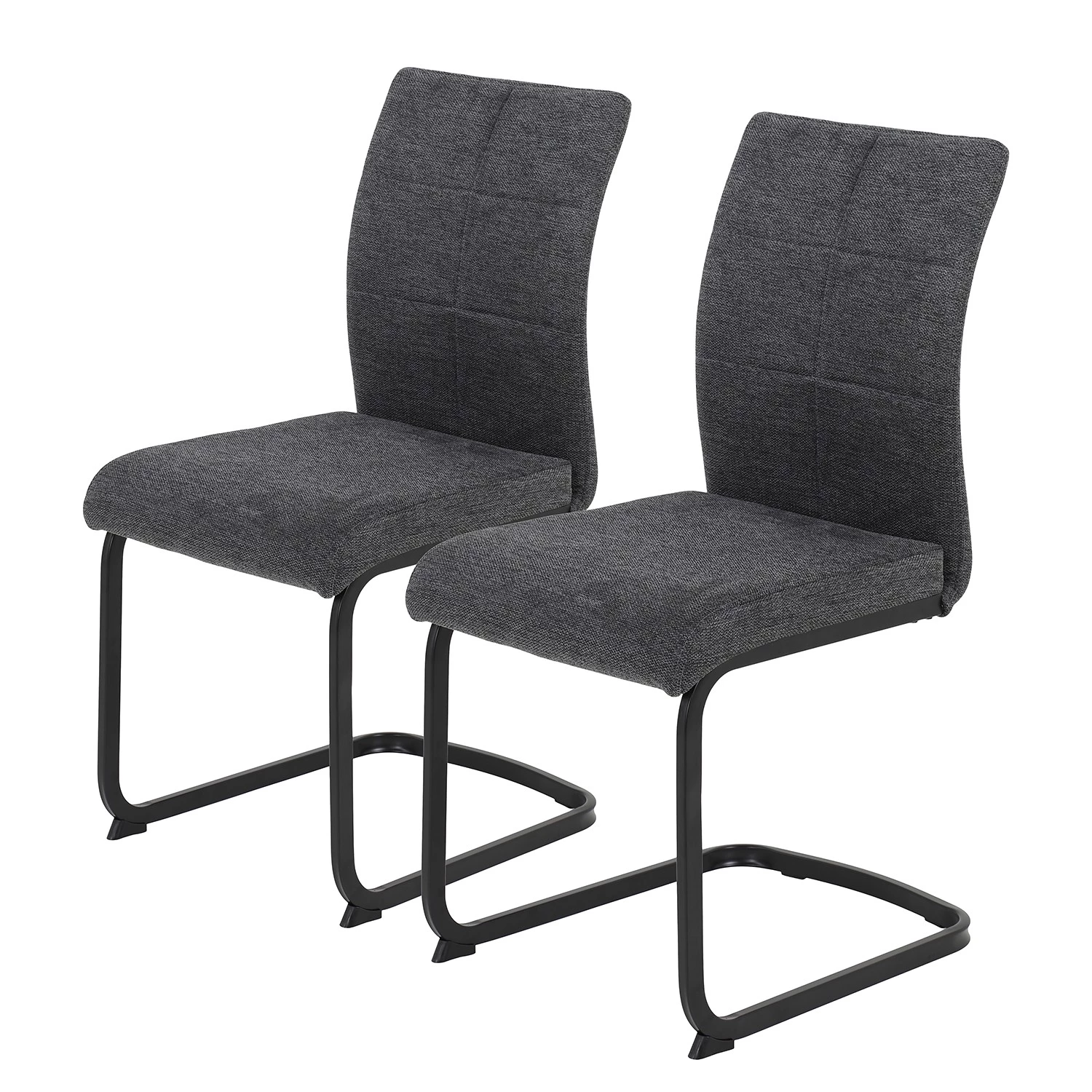 Red Living Chaises cantilever Playa II (lot de 2) - Tissu / Acier - Gris / Noir 3 Red Living Chaises cantilever Playa II (lot de 2) - Tissu / Acier - Gris / Noir