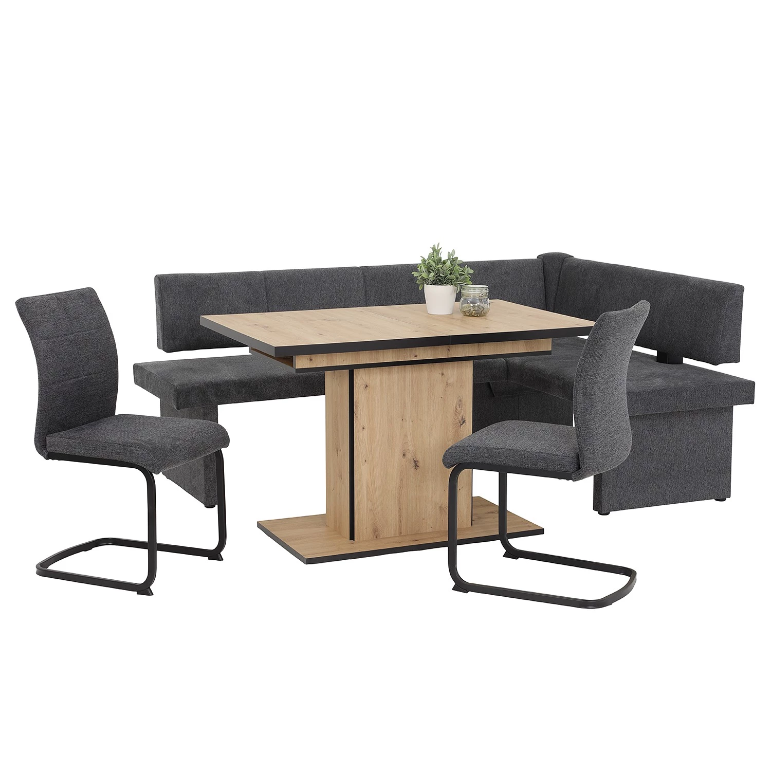 Red Living Chaises cantilever Playa II (lot de 2) - Tissu / Acier - Gris / Noir 8 Red Living Chaises cantilever Playa II (lot de 2) - Tissu / Acier - Gris / Noir – Image 6