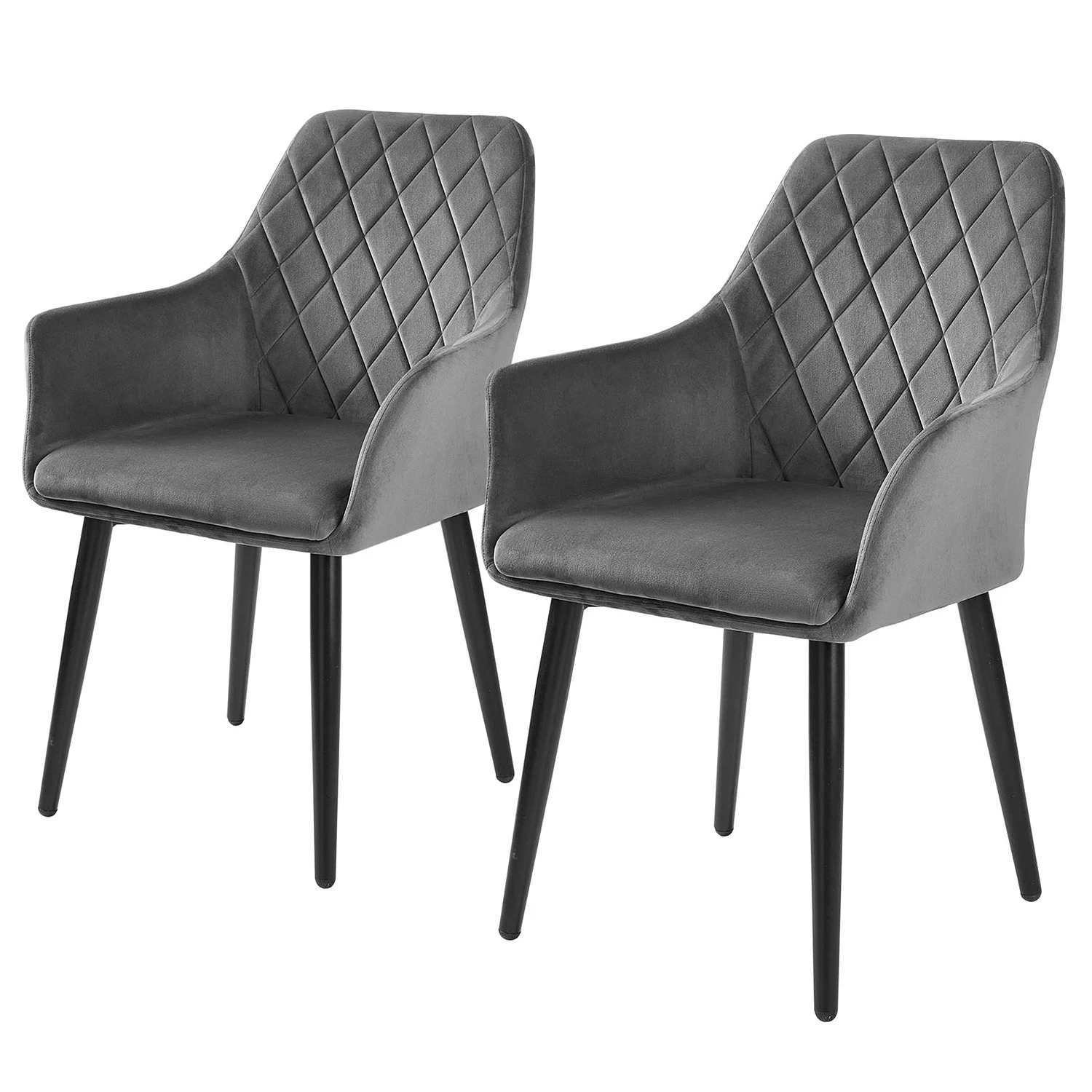 Butlers Chaises à accoudoirs VELVET (lot de 2) - Polyester / Métal - Gris 3 Butlers Chaises à accoudoirs VELVET (lot de 2) - Polyester / Métal - Gris