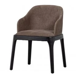 Loftscape Chaise à accoudoirs Valdes - Tissu / Hévéa massif - Taupe / Noir