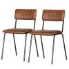 Ars manufacti Chaises de bar Blasdell (lot de 2) - Cuir véritable / Métal - Marron vintage/ Laiton vieilli -Chaises Soldes 2022 1000352078 220520 010 IMAGE P000000001000352078