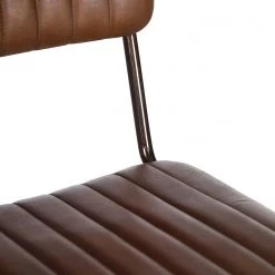 Ars manufacti Chaises de bar Blasdell (lot de 2) - Cuir véritable / Métal - Marron vintage/ Laiton vieilli -Chaises Soldes 2022 1000352078 220520 030 DETAILS P000000001000352078