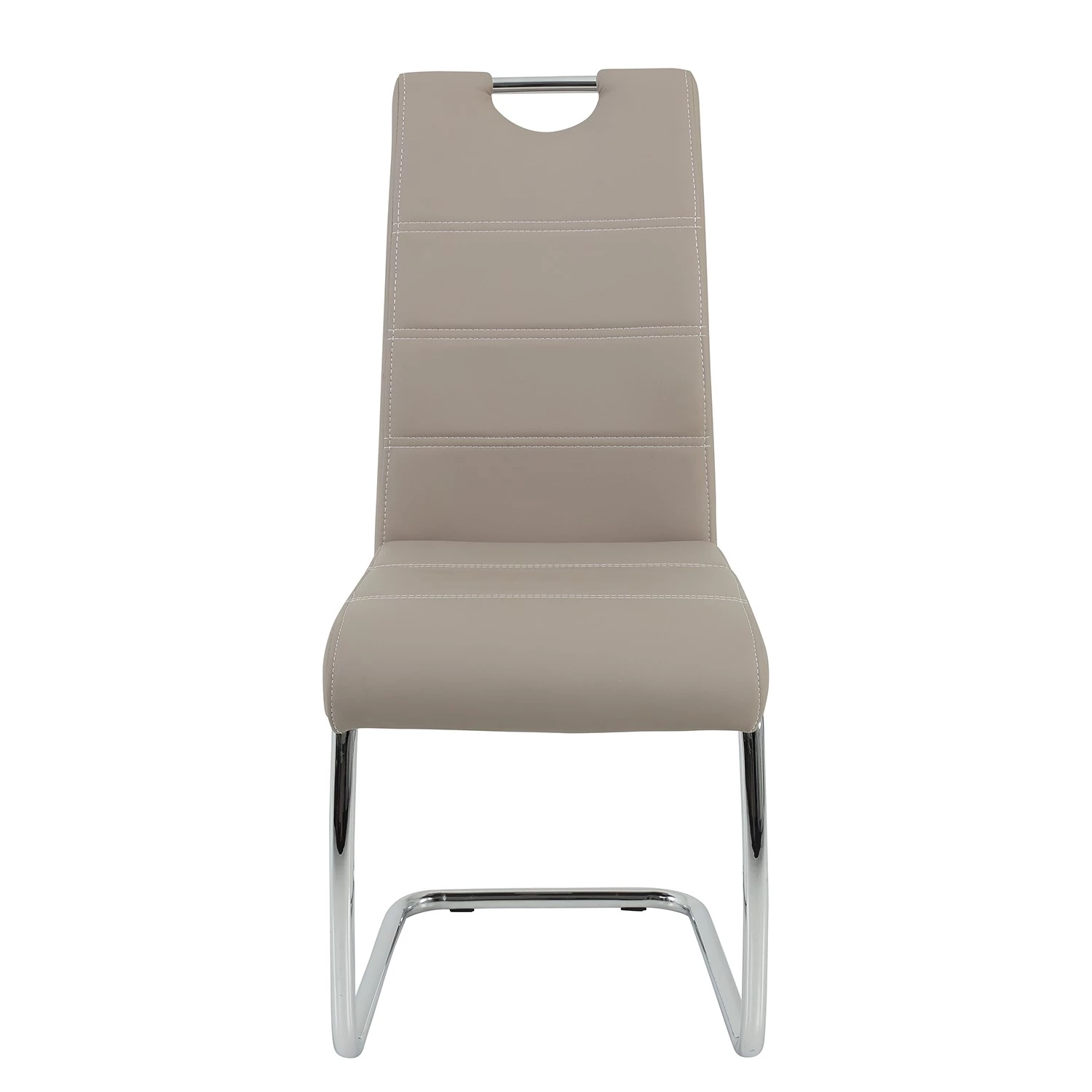 Loftscape Chaise cantilever La Paz - Imitation cuir / Métal - Chrome - Cappuccino - Lot de 4 6 Loftscape Chaise cantilever La Paz - Imitation cuir / Métal - Chrome - Cappuccino - Lot de 4 – Image 4