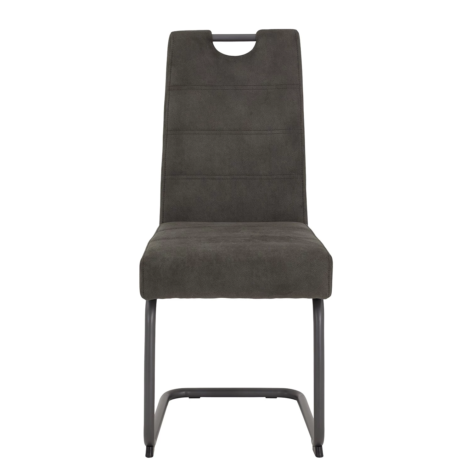 Loftscape Chaise cantilever Frenois - Microfibre / Acier - Anthracite - Lot de 4 6 Loftscape Chaise cantilever Frenois - Microfibre / Acier - Anthracite - Lot de 4 – Image 4