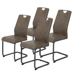 Loftscape Chaise cantilever Lajo - Microfibre / Acier - Limon - Lot de 4