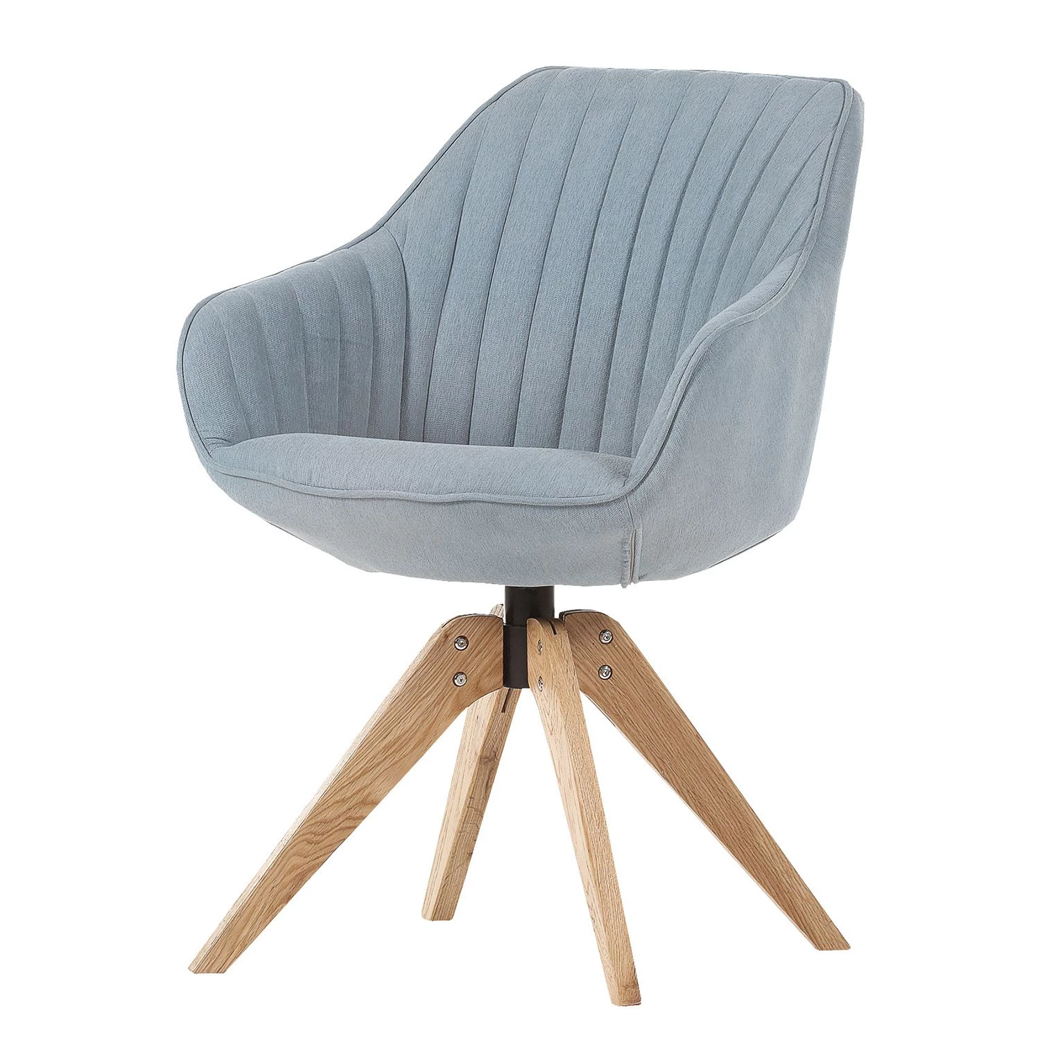 Mørteens Chaise à accoudoirs Ermelo I - rotatif - Tissu / Chêne massif - Bleu clair - 1 set 3 Mørteens Chaise à accoudoirs Ermelo I - rotatif - Tissu / Chêne massif - Bleu clair - 1 set