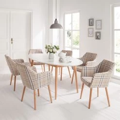 Mørteens Chaise à accoudoirs Leedy III - 1 chaise -Chaises Soldes 2022 armlehnenstuhl leedy iii webstoff eiche massiv beige eiche 4786648