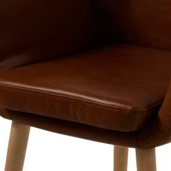 Mørteens Chaises à accoudoirs Nicholas - Cuir synthétique Aken: Marron vintage - 1 chaise -Chaises Soldes 2022 armlehnenstuhl nicholas i kunstleder schokolade 3784756