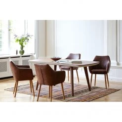 Mørteens Chaises à accoudoirs Nicholas - Cuir synthétique Aken: Marron vintage - 1 chaise -Chaises Soldes 2022 armlehnenstuhl nicholas i kunstleder vintage braun 3784768