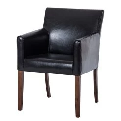Maison Belfort Chaise à accoudoirs Lincoln I - Imitation cuir noir / bouleau brun foncé