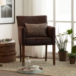 Maison Belfort Chaise à accoudoirs Lincoln II - Marron -Chaises Soldes 2022 armlehnstuhl lincoln microfaser braun birke dunkelbraun 1076230