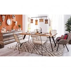 Ars manufacti Chaise Hawea (avec coussin d'assise) - Rotin / Metall - Rotin / Noir -Chaises Soldes 2022 esstisch milingwood eiche massiv metall 4762656