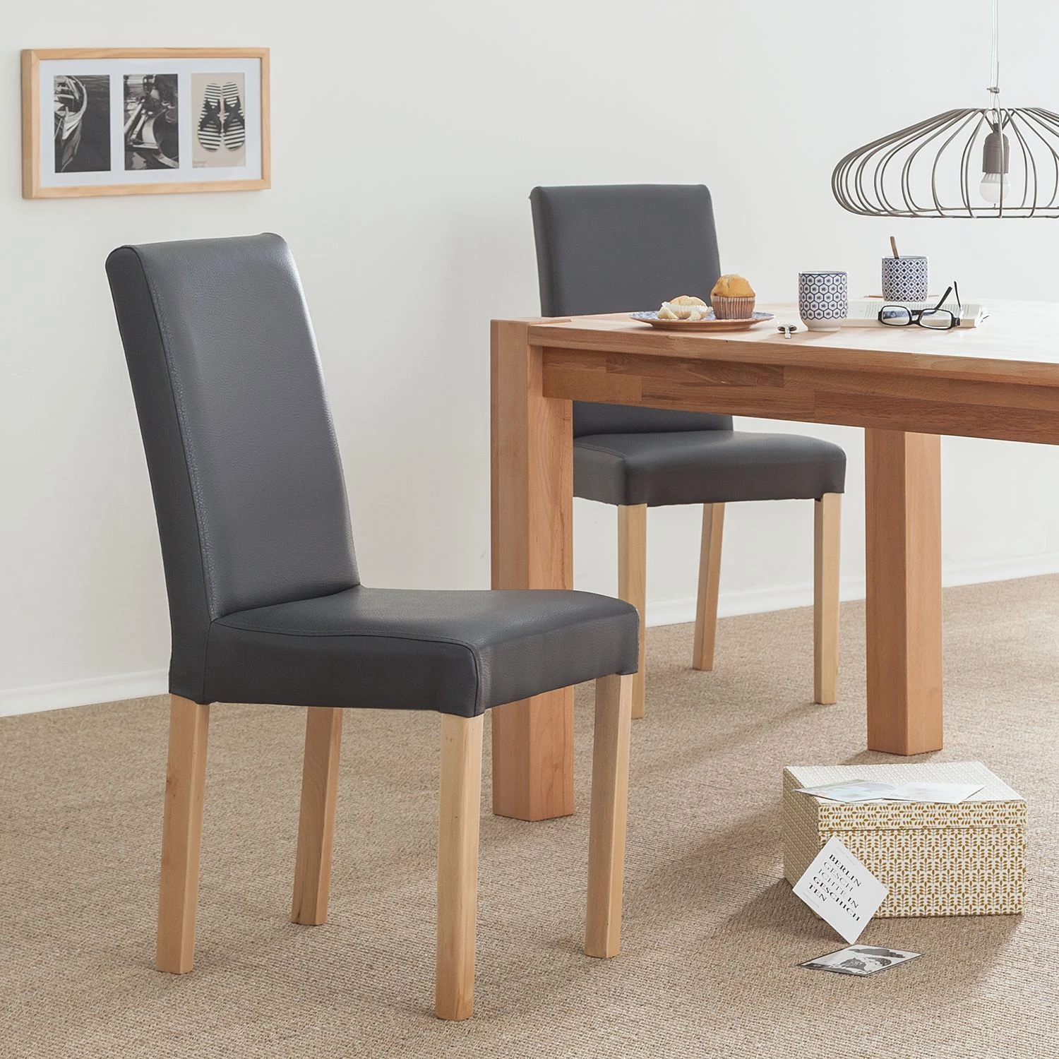 Ars Natura Chaises Flen (lot de 2) - Anthracite - Hêtre clair 5 Ars Natura Chaises Flen (lot de 2) - Anthracite - Hêtre clair – Image 3