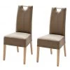 Ars Natura Chaises Lenya (lot de 2) - Imitation cuir cappuccino / Hêtre naturel -Chaises Soldes 2022 esszimmerstuhl lenya 2er set kunstleder cappuccino buche natur 4278156