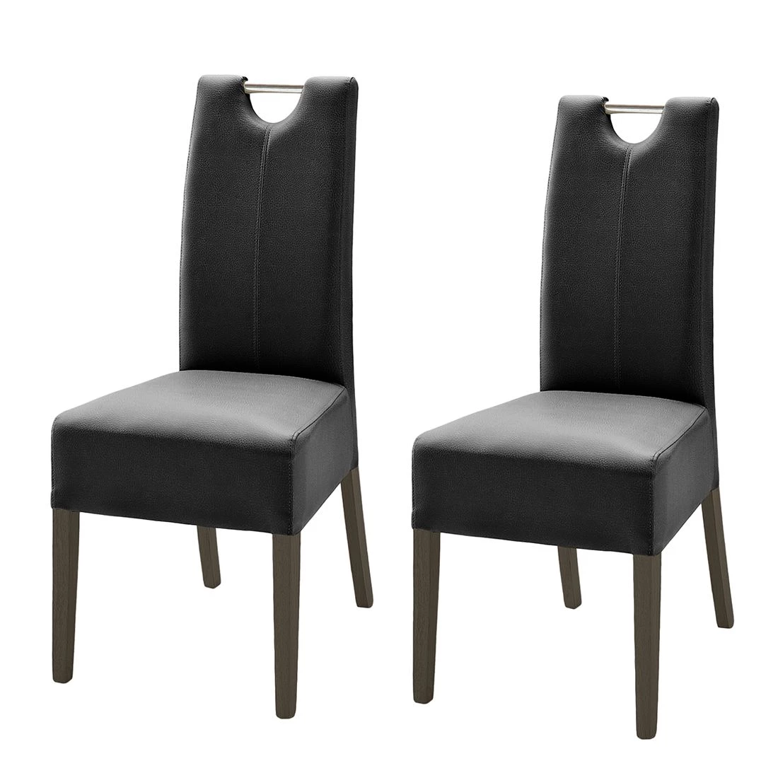 Ars Natura Chaises Lenya (lot de 2) - Cuir synthétique noir / Hêtre marron foncé 3 Ars Natura Chaises Lenya (lot de 2) - Cuir synthétique noir / Hêtre marron foncé