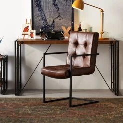 Ars manufacti Chaise cantilever - Imitation cuir / Métal - Marron / Noir -Chaises Soldes 2022 freischwinger lungo kunstleder cappuccino 5114624