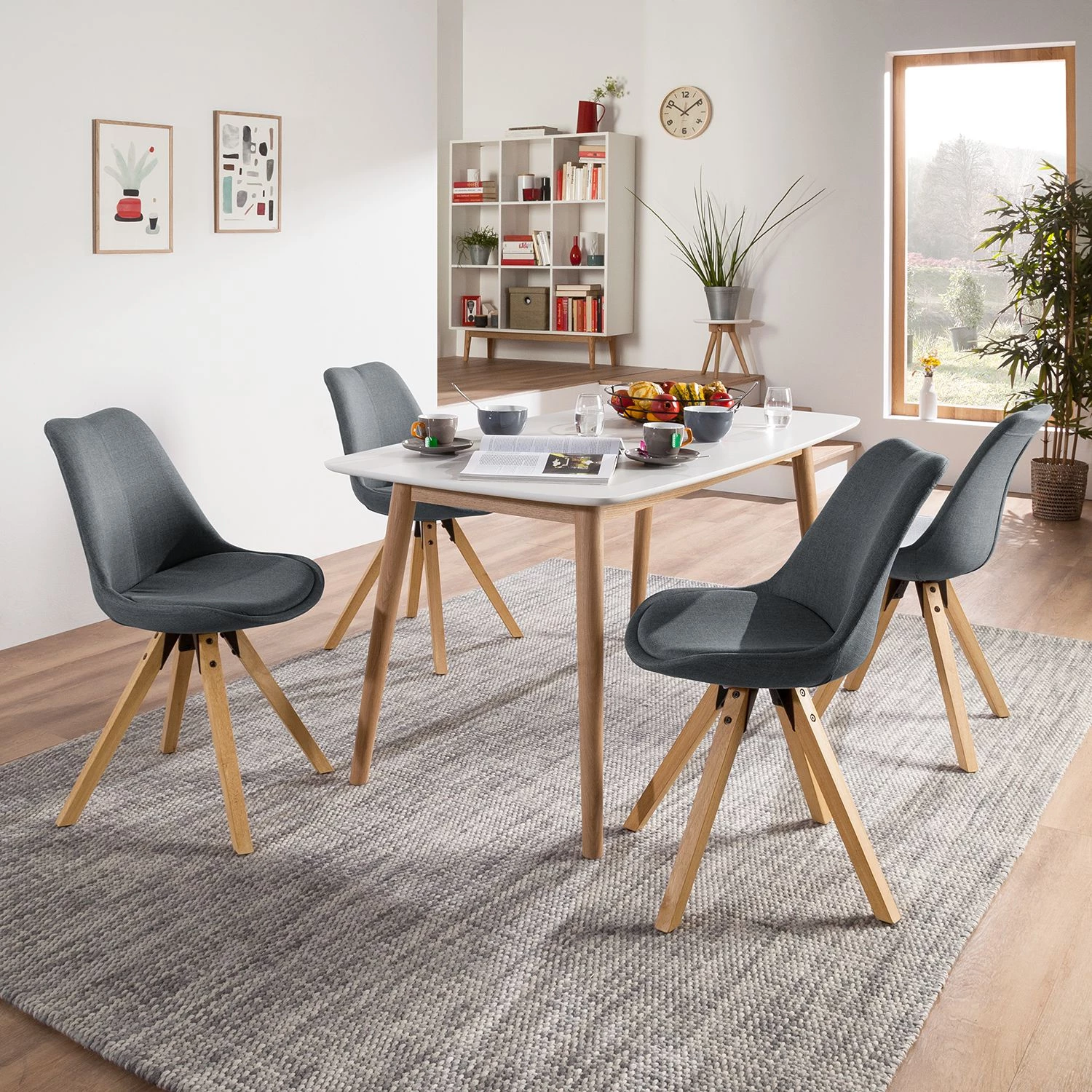 Mørteens Chaises capitonnées Aledas II - Tissu Cors: Gris foncé - Lot de 2 4 Mørteens Chaises capitonnées Aledas II - Tissu Cors: Gris foncé - Lot de 2 – Image 2