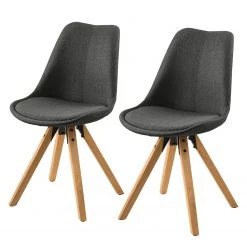 Mørteens Chaises capitonnées Aledas II - Tissu Cors: Gris foncé - Lot de 2