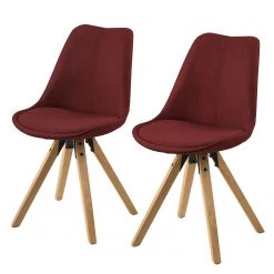 Mørteens Chaises capitonnées Aledas II - Tissu Cors: Rouge foncé - Lot de 2