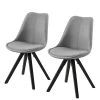 Mørteens Chaises capitonnées Aledas V - Tissu / Hévéa massif - Gris clair / Noir - Lot de 2 -Chaises Soldes 2022 polsterstuhl aledas v 2er set webstoff gummibaum massiv granit schwarz 5104284