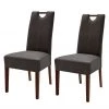 Ars Natura Chaises rembourrées Alessia (lot de 2) - Marron / Hêtre marron foncé