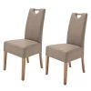 Roomscape Lot de 2 chaises capitonnées Alessia II - Taupe / Chêne -Chaises Soldes 2022 polsterstuhl alessia ii 2er set kunstleder taupe eiche 4289304