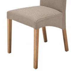 Ars Natura Chaises capitonnée Foxa (lot de 2) - Tissu / Hêtre massif - Hêtre - Taupe / Chêne -Chaises Soldes 2022 polsterstuhl demius 2er set webstoff taupe eiche 1935914