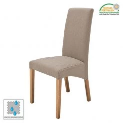 Ars Natura Chaises capitonnée Foxa (lot de 2) - Tissu / Hêtre massif - Hêtre - Taupe / Chêne -Chaises Soldes 2022 polsterstuhl demius 2er set webstoff taupe eiche 1935930