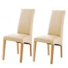 Ars Natura Chaises capitonnées Foxa (lot de 2) - Imitation cuir / Hêtre massif - Beige - Hêtre clair -Chaises Soldes 2022 polsterstuhl foxa 2er set kunstleder beige buche 4289312