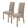 Ars Natura Chaises capitonnée Foxa (lot de 2) - Tissu / Hêtre massif - Hêtre - Taupe / Chêne -Chaises Soldes 2022 polsterstuhl foxa 2er set webstoff taupe eiche 4207280
