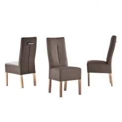 Maison Belfort Chaises capitonnées Funny II (lot de 2) - Marron / Chêne -Chaises Soldes 2022 polsterstuhl funny ii 2er set kunstleder braun eiche 1938082