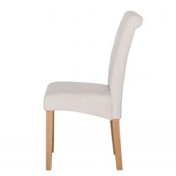 Maison Belfort Chaises capitonnées Jeanne (lot de 2) - Tissu / Chêne massif - Crème -Chaises Soldes 2022 polsterstuhl jeanne 2er set leinenstoff creme 1986262