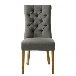 Maison Belfort Chaises Waroona (lot de 2) - Tissu / Chêne massif - Gris / Chêne -Chaises Soldes 2022 polsterstuhl waroona webstoff 2er set eiche massiv grau eiche 4847484